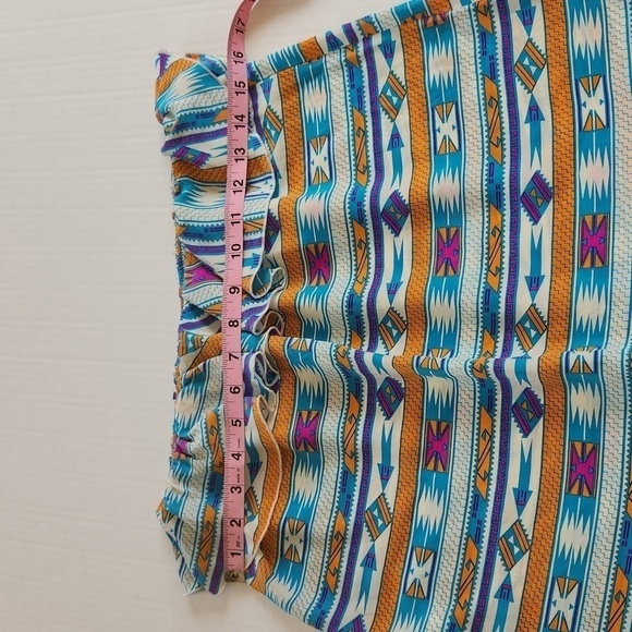 Amanda Uprichard Women's Size M 100% Silk Aztec Print Off Shoulder Ruffle Top - Picture 11 of 13
